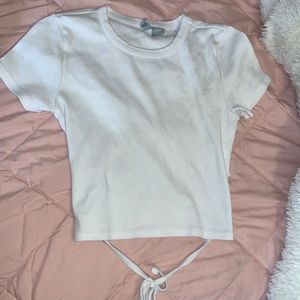 simple white top with a back tie